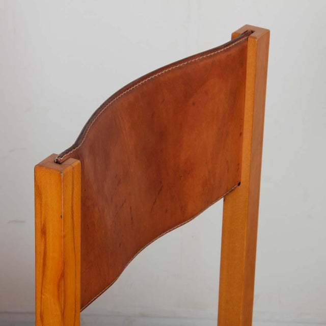 Brown Vintage Chairs in Wood and Leather, 1980s, Set of 6 For Sale - Image 8 of 9