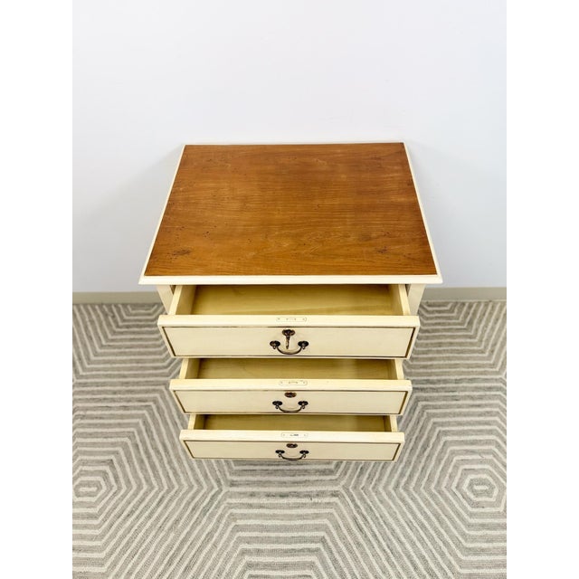 Beige Vintage Provincial Chest of Three Drawers Storage Wood Dresser Lock/Keys For Sale - Image 11 of 11
