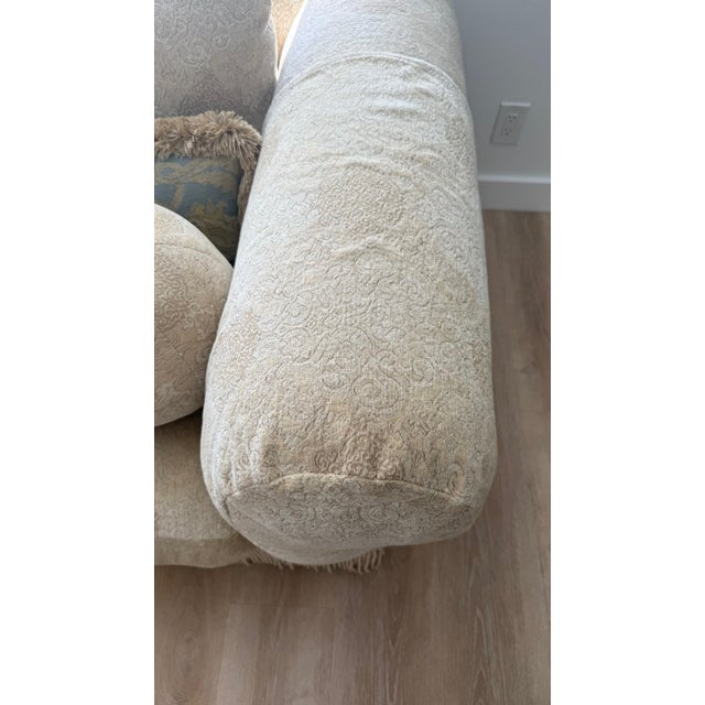 Kreiss Collection Rolled-Arm Sofa With Decorative Fringed Skirt For Sale In Miami - Image 6 of 10