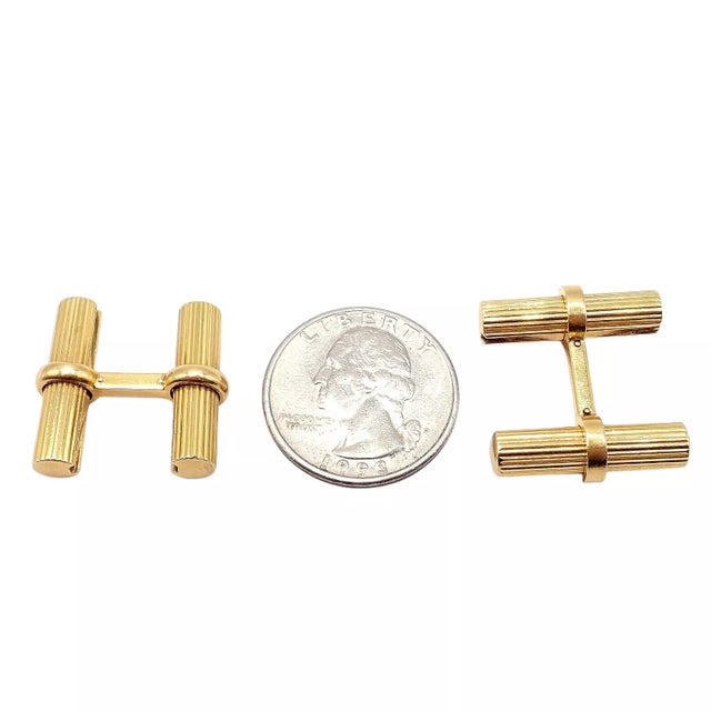 Van Cleef & Arpels Vintage Van Cleef & Arpels Yellow Gold Bar Cufflinks, A Pair For Sale - Image 4 of 11