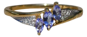 The Aubrieta: Ladies Simple Yellow Gold Tanzanite and Diamond Ring