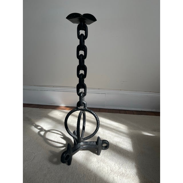 Brutalist Spanish Midcentury Wrought Iron Chain Candleholder. This is one of my all time favorites! It’s such a powerful...