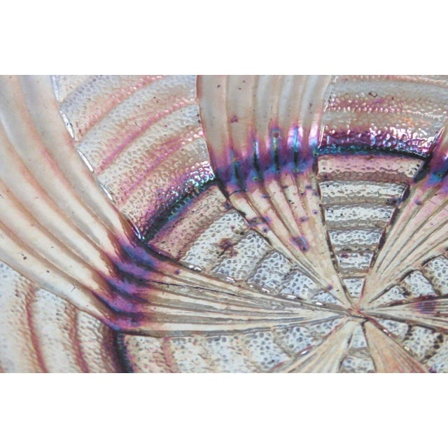 Fenton Carnival Glass Amethyst Ribbon Tie Iridescent Crimped Candy Bowl For Sale - Image 9 of 12
