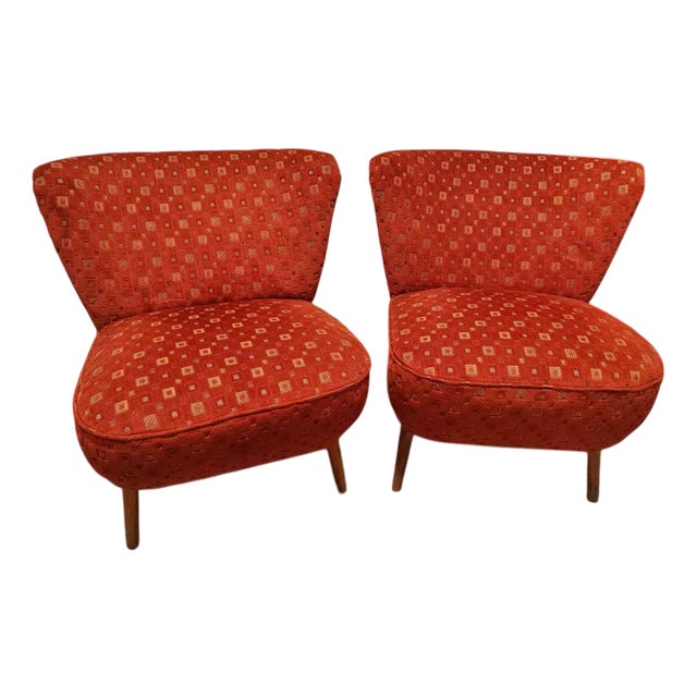 Hungarian Red Lounge Chairs, 1950s, Set of 2 For Sale