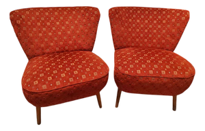 Hungarian Red Lounge Chairs, 1950s, Set of 2