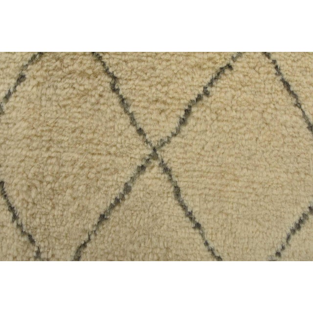 Moroccan Rug 7’11” X 9’10” Ivory Wool Contemporary Hand-Knotted Carpet For Sale - Image 4 of 15