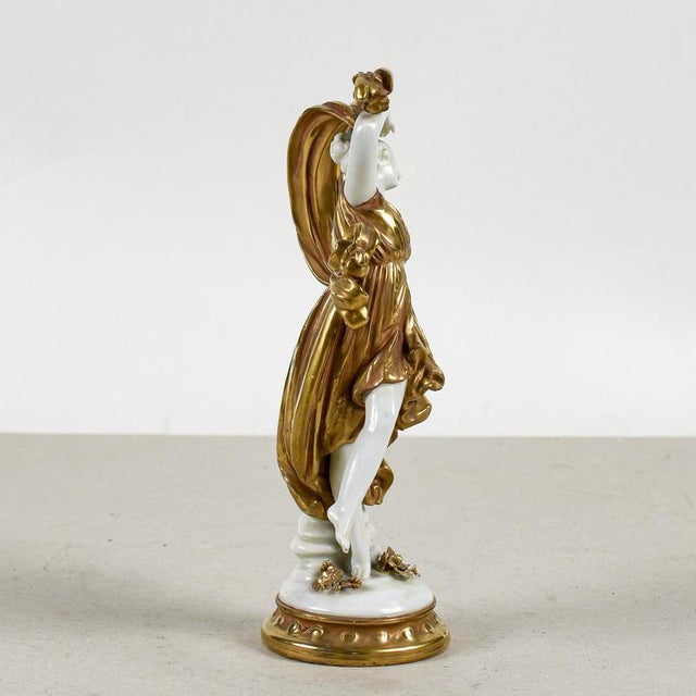 Capodimonte Dancer in Gold-Plated Enameled Ceramic For Sale - Image 3 of 9