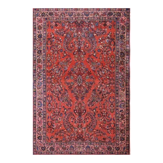 1920s Red Floral Medallion Antique Persian Bijar Rug 4' 9'' X 7' 2" Knotted Wool Carpet For Sale