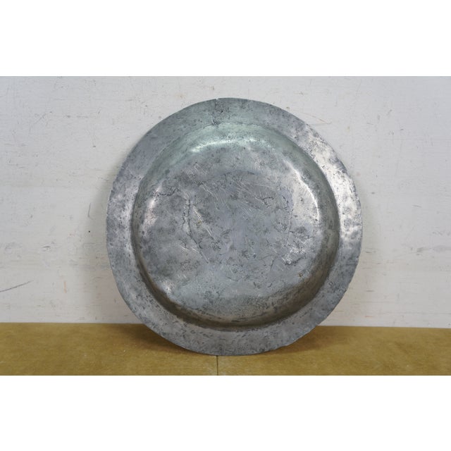 Antique 18th Century Primitive Pewter Serving Plate Charger 12" For Sale - Image 11 of 11