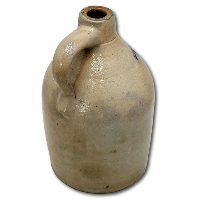 Scarce Antique American Blue Decorated Stoneware 1 Gallon Jug From Historic Portland Maine Merchant Kendal & Whitney For Sale - Image 14 of 18