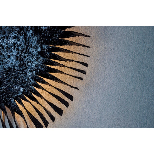 Black Brutalist Large Sun Sconce, Spain, 1970s For Sale - Image 8 of 10