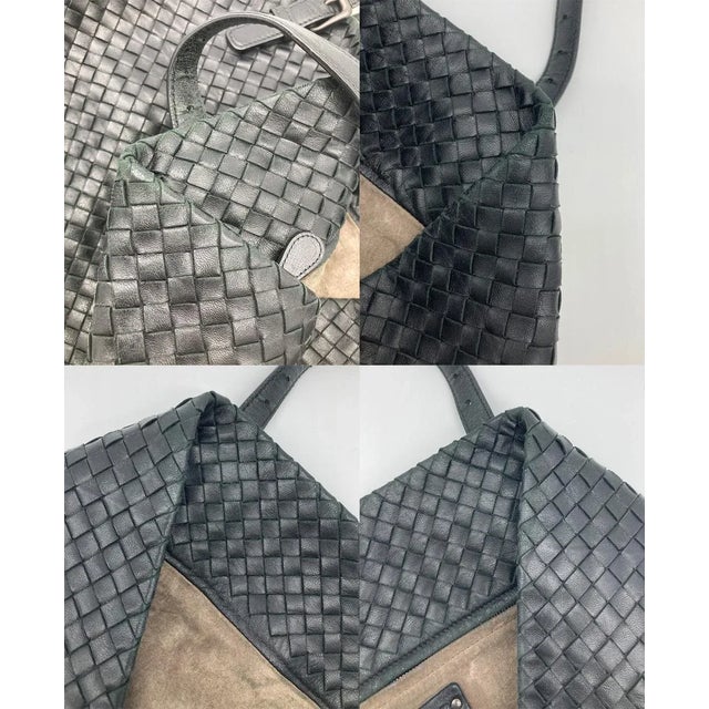 Bottega Veneta Bottega Veneta Black Woven Leather Handbag Tote For Sale - Image 4 of 12