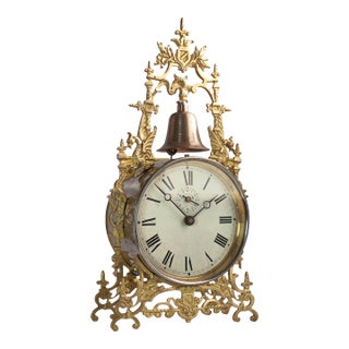 1890’s Japy Freres French Antique Mantel Alarm Clock Bronze Bell For Sale