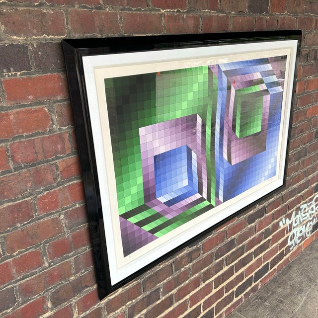 Abstract Victor Vasarely Diptych Serigraph Xonau II For Sale - Image 3 of 12