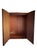 G Plan large wardrobe with bifold doors and one swinging door. Single 46.5” hanging rod inside. Teak with brass handles....