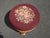 Wood Footstool ~ Vintage French Country Burgundy Floral Round Needlepoint Footstool#2 For Sale - Image 7 of 14