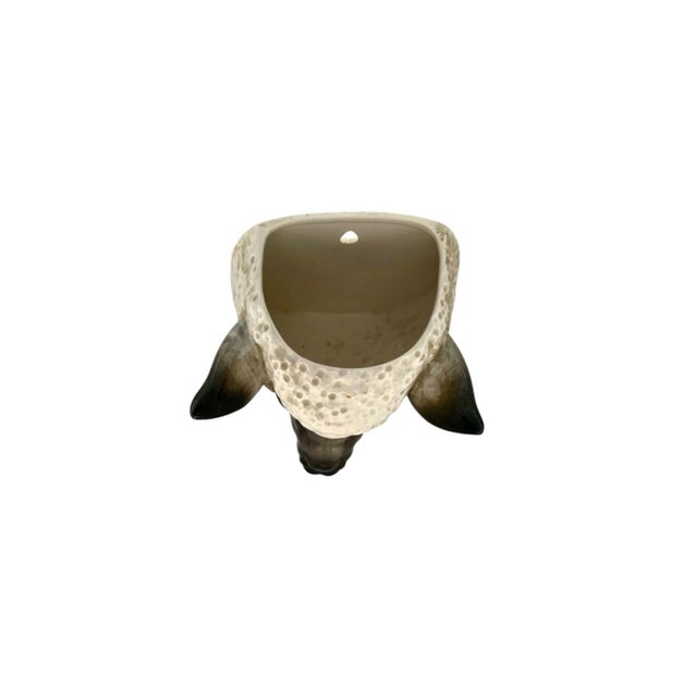 Ceramic Late 20th Century Farmhouse White Ceramic Ram Head Wall Pocket Planter Vase, 6.6"h For Sale - Image 7 of 9