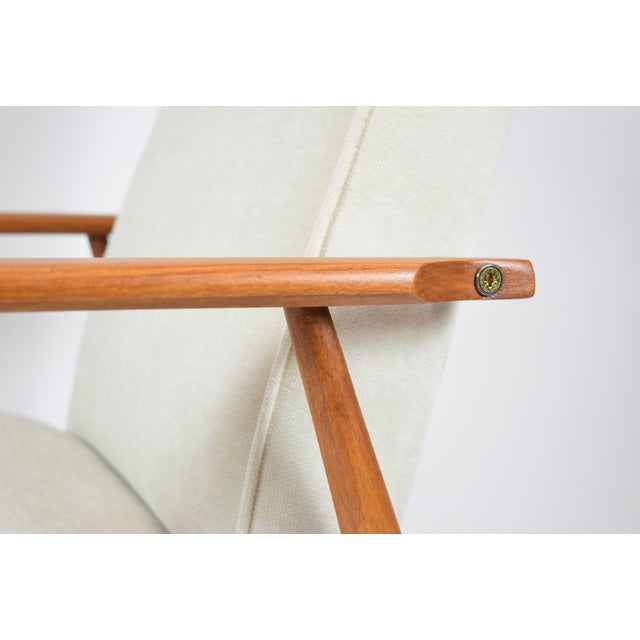 Vintage Armchair in Beige and Teak, 1970s For Sale - Image 10 of 18