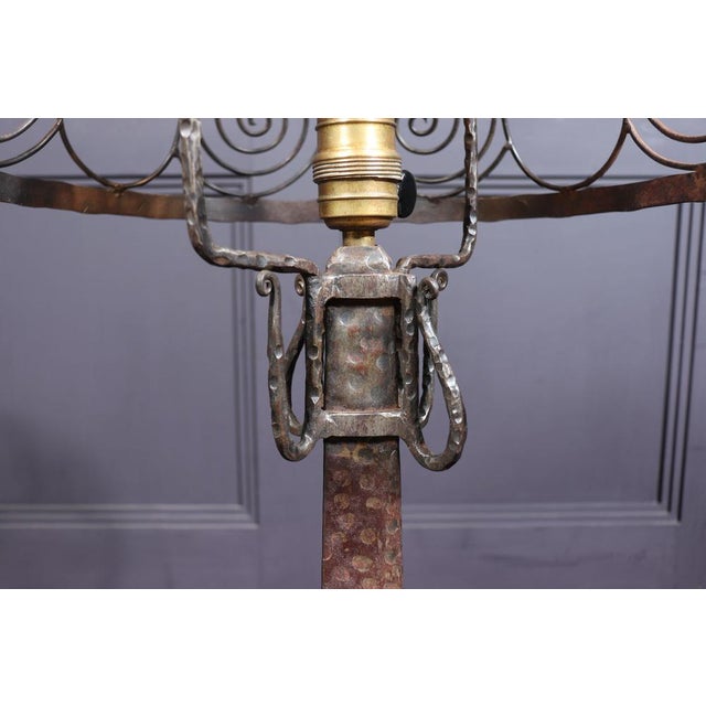 Art Deco Wrought Iron Lamp, 1930s For Sale - Image 12 of 14