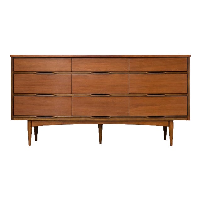 1960s Walnut and Formica Mid Century Dresser For Sale