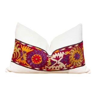 Saida Antique Uzbek Suzani Linen Pillow For Sale