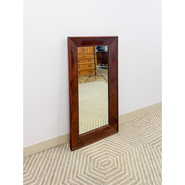 Mid-Century Modern Vintage MCM Tigerwood Inlay Rectangular Mirror Mid-Century Rare Find For Sale - Image 3 of 7