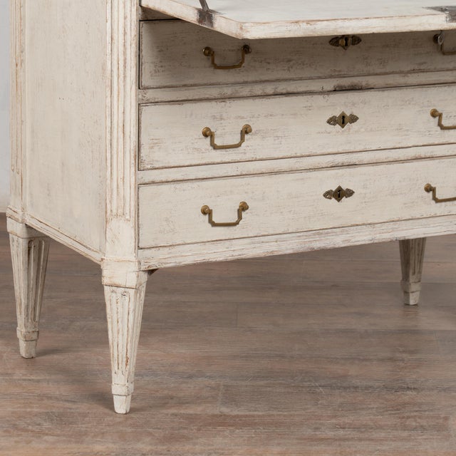 19th Century White Swedish Gustavian Secretary Bureau For Sale - Image 9 of 11