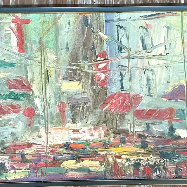 Vintage Boho Original Oil Impasto Abstract Expressionist Painting For Sale - Image 10 of 14