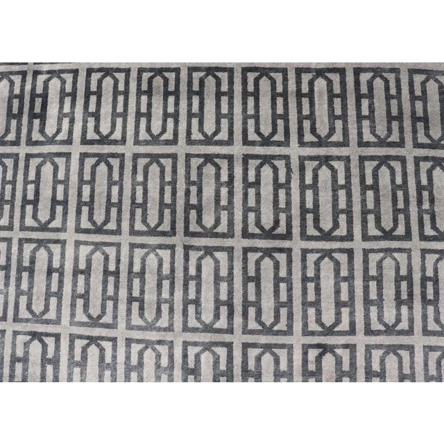 Modern Rug by Keivan Woven Arts All-Over Geometric Design in Gray and Black For Sale - Image 10 of 13