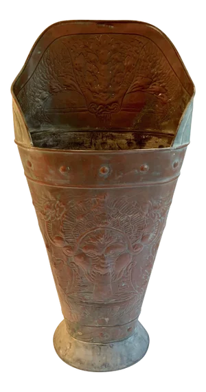 Belgian Copper Metal Bin or Umbrella Stand