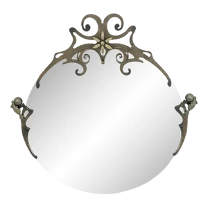 Art Nouveau Style Wrought Iron Circular Mirror