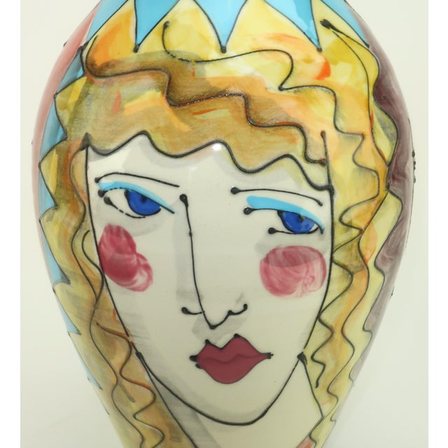 Denise Ford Portrait Decorated Ceramic Faces Vase, 1980's For Sale - Image 9 of 13