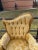 1940s Pair of Hollywood Regency Style Gilt Painted and Tufted Back Upholstered Armchairs For Sale - Image 4 of 10