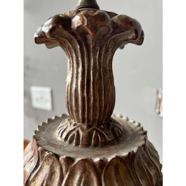 19th Century Silver Leaf Stylized Pineapple Form Lamp For Sale In Richmond - Image 6 of 6