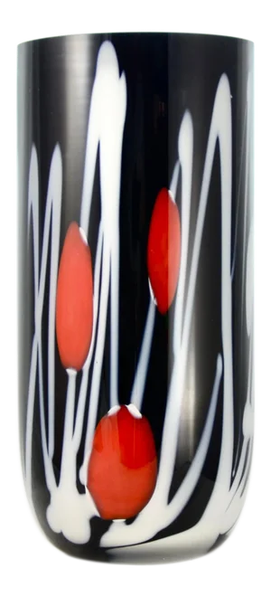 Black & White Blown Art Glass Vase