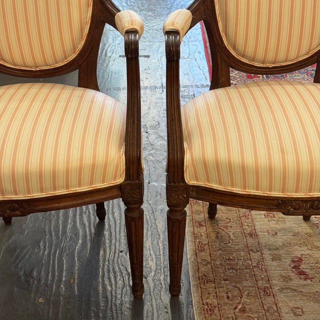 French Antique French Louis XVI Style Walnut Chairs For Sale - Image 3 of 10