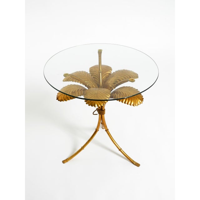 Mid-Century Florentine Gilded Side Table with Large Leaves and Glass Top, 1960s For Sale - Image 9 of 18