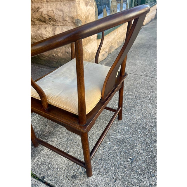 Brown Mid 20th Century Michael Taylor for Baker Asian Inspired Horseshoe Back Single Chair For Sale - Image 8 of 12