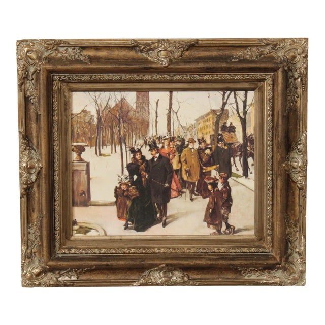 Victorian Street Scene Fine Art Canvas Print, Custom Framed For Sale