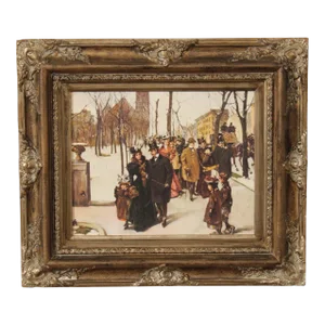 Victorian Street Scene Fine Art Canvas Print, Custom Framed