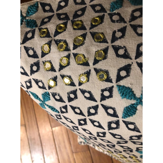 Mughal Blue Mahalaxmi Fabric Pillows by Seemakirch Bolsters- a Pair For Sale - Image 4 of 7