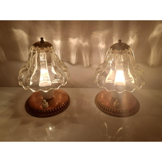 Mid-Century Modern Murano Glass Lamps attributed to Barovier, 1950s, Set of 2 For Sale - Image 3 of 10