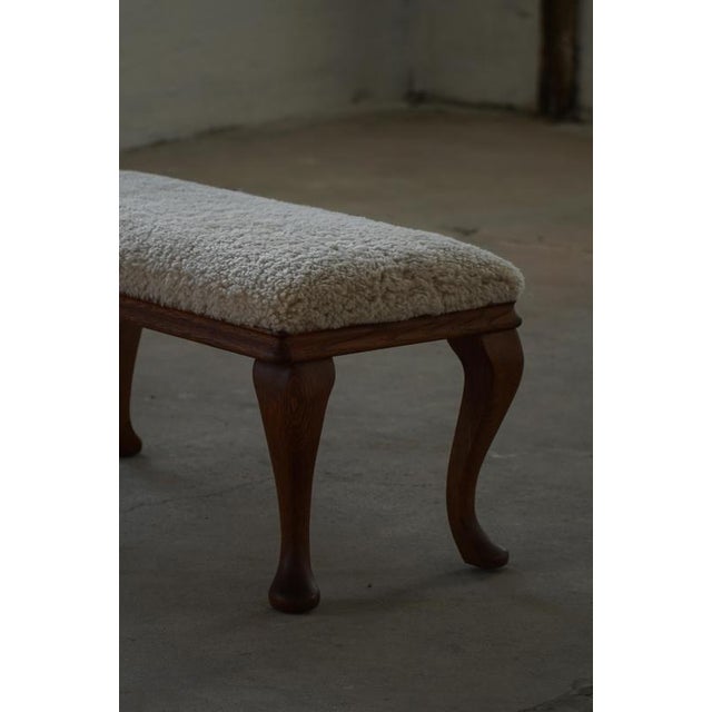 Danish Rococo Style Bench with Cabriole Legs and Lambswool Seat, 1920s For Sale - Image 11 of 18