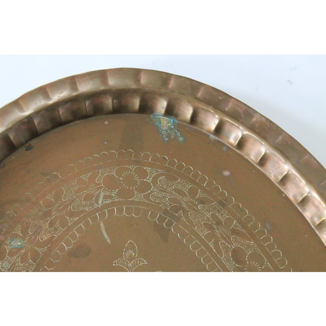 Vintage Oval Brass Etched Tray For Sale In Milwaukee - Image 6 of 9