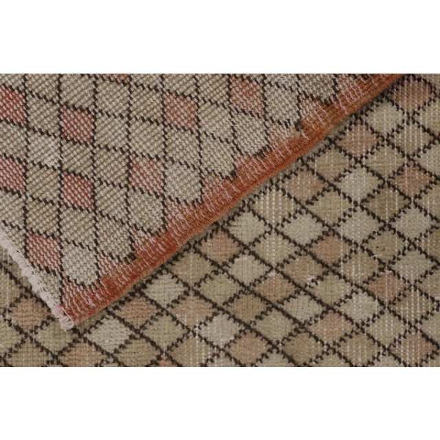 Textile Vintage Zeki Müren Runner in Beige-Brown Geometric Pattern For Sale - Image 7 of 8
