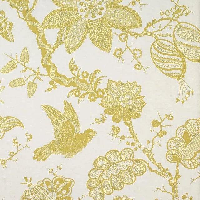 Sample- Schumacher Bali Vine Fabric in Chartreuse For Sale