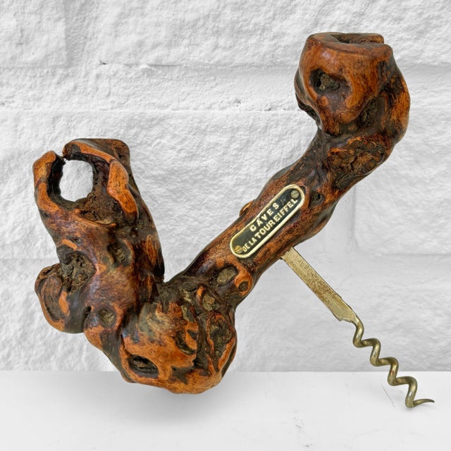 French 1940s corkscrew by Laurent Siret. Crafted from an organically shaped branch of grapewood. Stamped ’Laurent Siret...