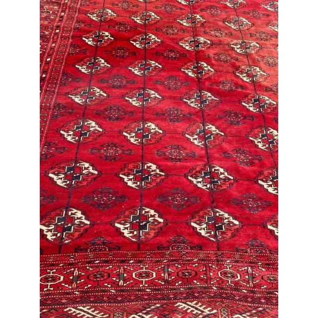 Large Mid Century Turkmen Bokhara Rug For Sale - Image 13 of 18