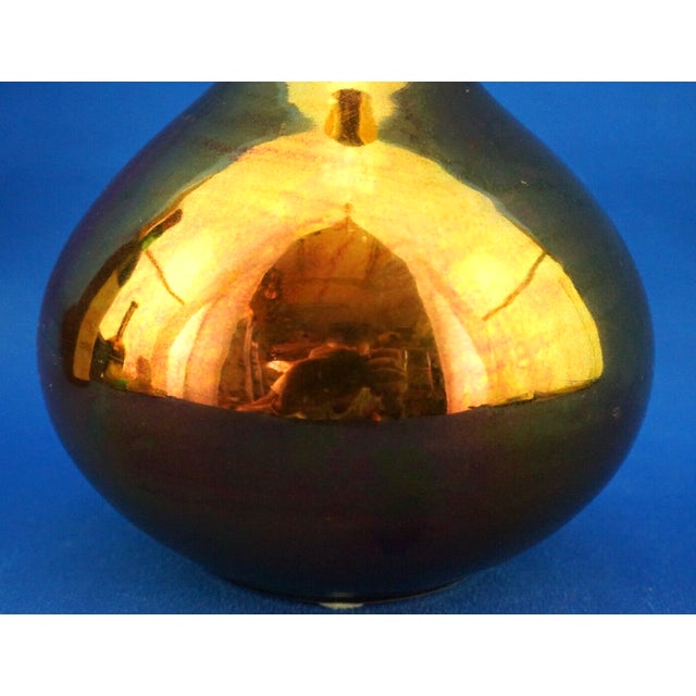 20th Century Ceramic Vase with Gold Metallic Lustre Glaze from Bottega Gatti, Italy, 1970s For Sale - Image 17 of 18