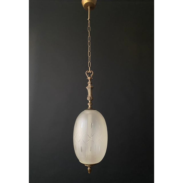 Brown Vintage Glass Pendant Light, 1960s For Sale - Image 8 of 12